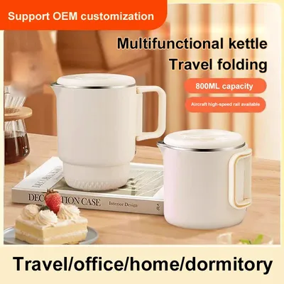 GELAIBO folding kettle travel portable kettle 304 stainless steel electric kettle double-layer