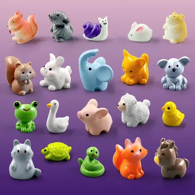20Pcs Hamster Snail Squirrel Mouse Elephant Fox Rabbit Pig Cat Frog Rat Figurine Miniature Fairy