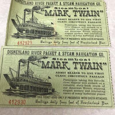 Disney Art | Disney Land 1955 Opening Year Mark Twain Steamboat Tickets 2 Each | Color: Black/Green | Size: Osau