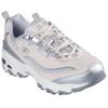 Sneaker SKECHERS "D'LITES-CHROMATIC", Damen, Gr. 41, silber (natur, silberfarben), Lederimitat, Textil, metallic, modisch, Schuhe, Plateausneaker, Schnürschuh mit Metallic Einsätzen