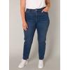 Slim-fit-Jeans BASE LEVEL CURVY, Damen, Gr. 50, Länge 30, blau (mid blau), Denim/Jeans, Obermaterial: 92% Baumwolle, 6% Polyester, 2% Elasthan, unifarben, casual, slim fit knöchellang, Jeans, in großen Größen