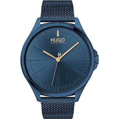 Quarzuhr HUGO "SMASH", blau, Armbanduhren, Herren, Armbanduhr, Herrenuhr, Mineralglas, Edelstahlarmband Image
