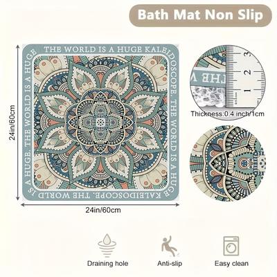 TEMU Pvc Bath Mat With Drainage Holes, Non-slip Massage Loofah Shower Mat For Bathroom, Tub, , Quick Drying, Oblong Shape, 2600gsm, 1cm Thick Image