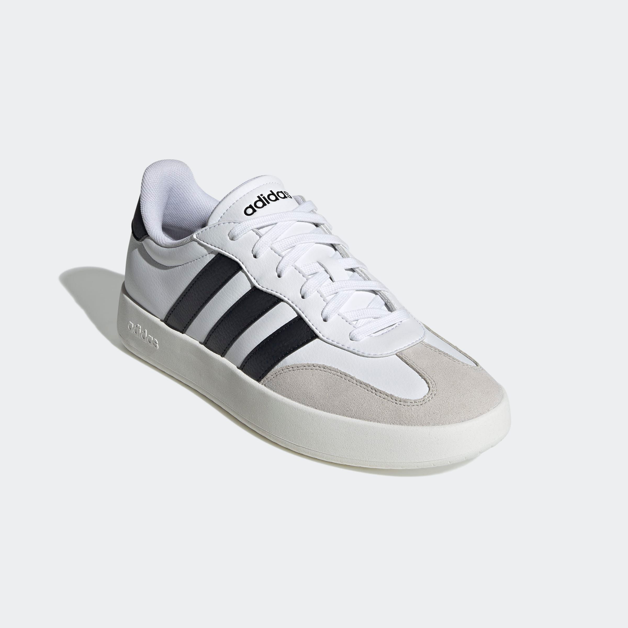 Sneaker ADIDAS SPORTSWEAR "BARREDA", Herren, Gr. 38, schwarz-weiß (cloud weiß, core schwarz, grau one), Leder, Synthetik, Schuhe Sneaker, Design auf den Spuren des adidas Handball Spezial