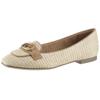 Ballerina TAMARIS, Damen, Gr. 40, beige (natur), Ziegenveloursleder, Bast, kontrastfarbene Details, modisch, Schuhe, Blockabsatz, Schlupfschuh, Businessschuh mit Tamaris-Schmuckelement