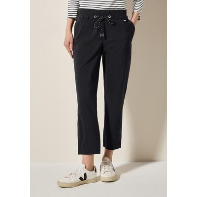 Stoffhose CECIL "Style Tracey", Damen, Gr. XXL (46), Länge 26, schwarz, Web, Obermaterial: 68% Baumwolle, 28% Polyester, 4% Elasthan, unifarben, casual, regular fit taillenbedeckt, Hosen, mit Tunnelzug Image