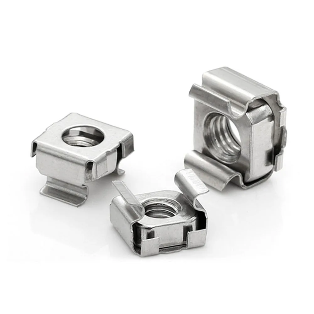 5-10PCS A2-70 Kassette Elastische Gehäuse Karte Käfig Mutter M5 M6 M8 Quadratischen Loch Hardware Käfig muttern Hohe Qualität Quadrat Snap-In Muttern Image