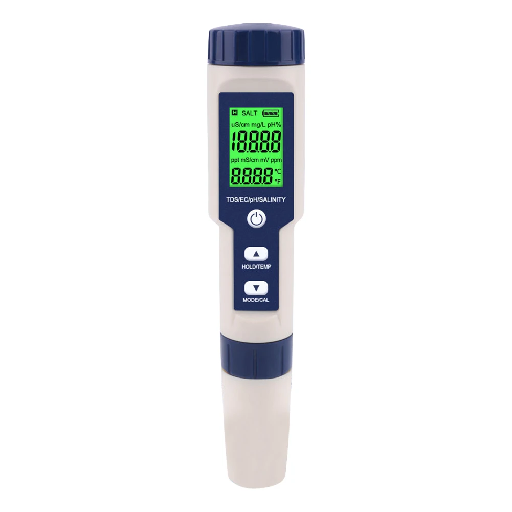 5 in 1 Wasser qualitäts tester ph tds ec Salzgehalt Temperatur messer tragbarer Stift Wasser qualitäts detektor für Pools Trinkwasser aquarien Image
