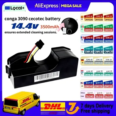 Schiffe aus Polen 3500 mAh CECOTEC CONGA 3090 3091 3092 1690 2090 14,4 V Roboter-Staubsauger-Akku, Ersatzzubehör Image