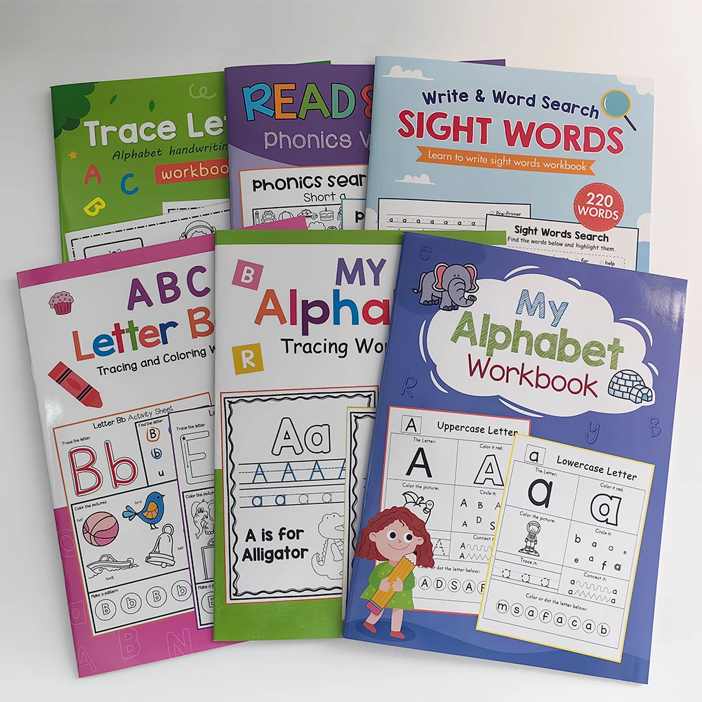 Buchstabe A-Z Lernarbeitsbuch für Anfänger, Nachzeichnen, Finden und Malen, Spiel, Lehrer-Lehrmittel, Vorschule, Grundschule, Montessori Image