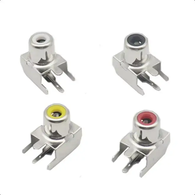【50–10 Stück】 AV1-8.4-3A Lotus-Sitz, AV-Cocore-Buchse, 4-poliger RCA-Sitz, Einloch-Leiterplatte, gelöteter Audio- und Video-Buchsensitz Image