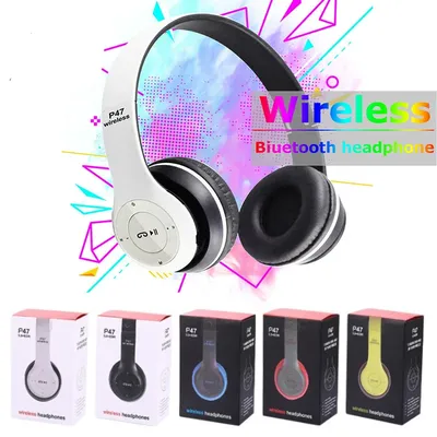 P47 Drahtlose Kopfhörer 5,0 Bluetooth Headset Folding Serie HiFi Stereo Bass Sport Spiel Headset Mit Mikrofon für Handy Spiel Image