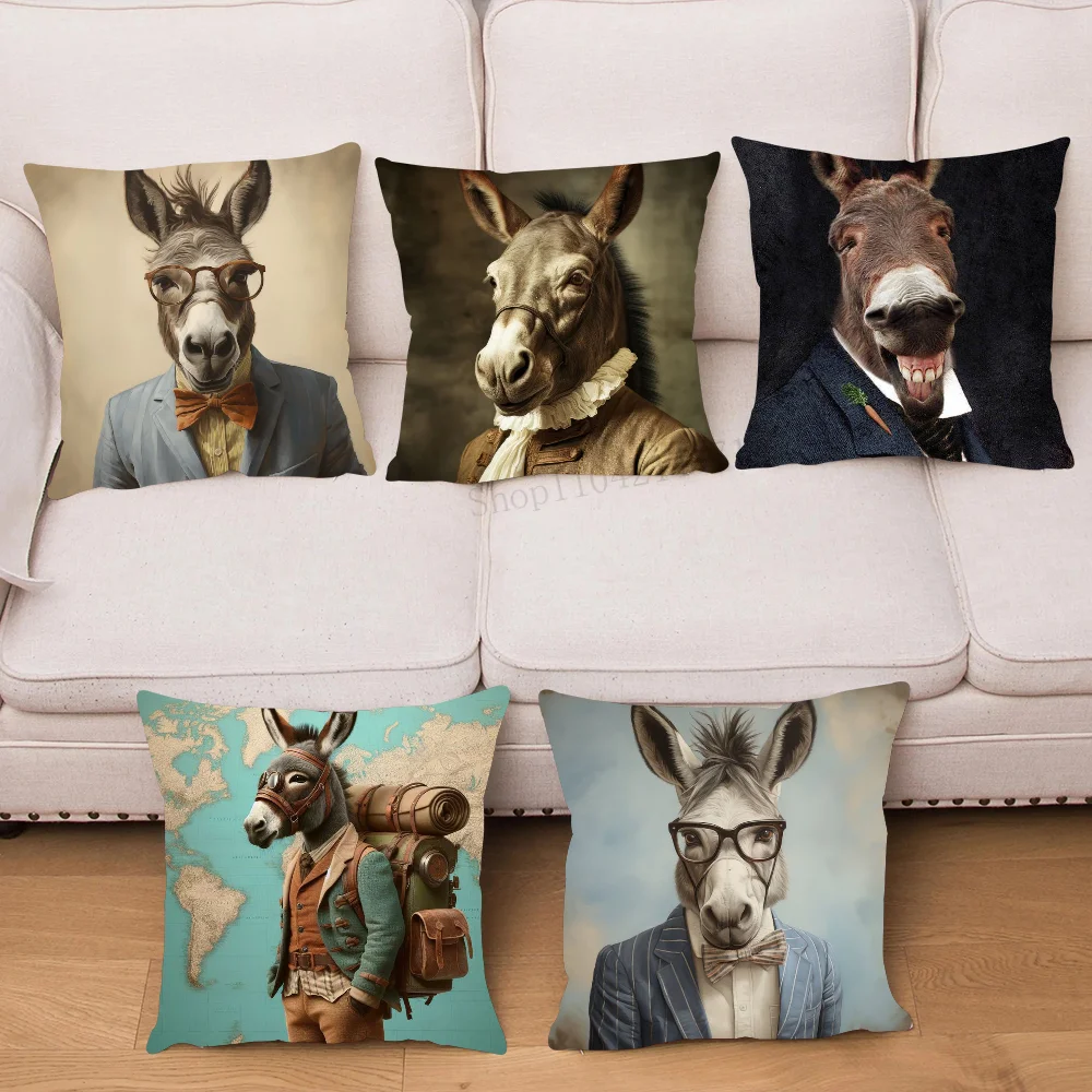 1pc Abstrakte Lustige Tier Esel Kissen Fall Platz Schlafzimmer Sofa Freizeit Komfort Kissen Auto Wohnzimmer Hause Dekoration