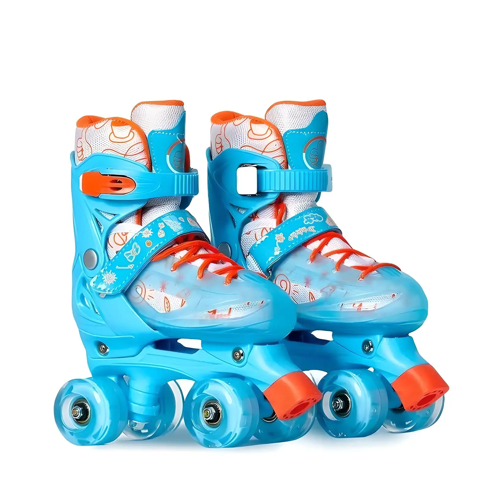 Anfänger-Rollschuhschuhe, blinkende Räder, Jungen und Mädchen, Outdoor-Skating, 4-Rad-Turnschuhe, verstellbare Größe 27–38, zweireihige Skates