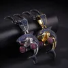 Hip Hop AAA Blau CZ Stein Gepflastert Bling Eis Aus Boxen Shark Anhänger Halskette für Männer Rapper Schmuck Gold Farbe Drop Shipping