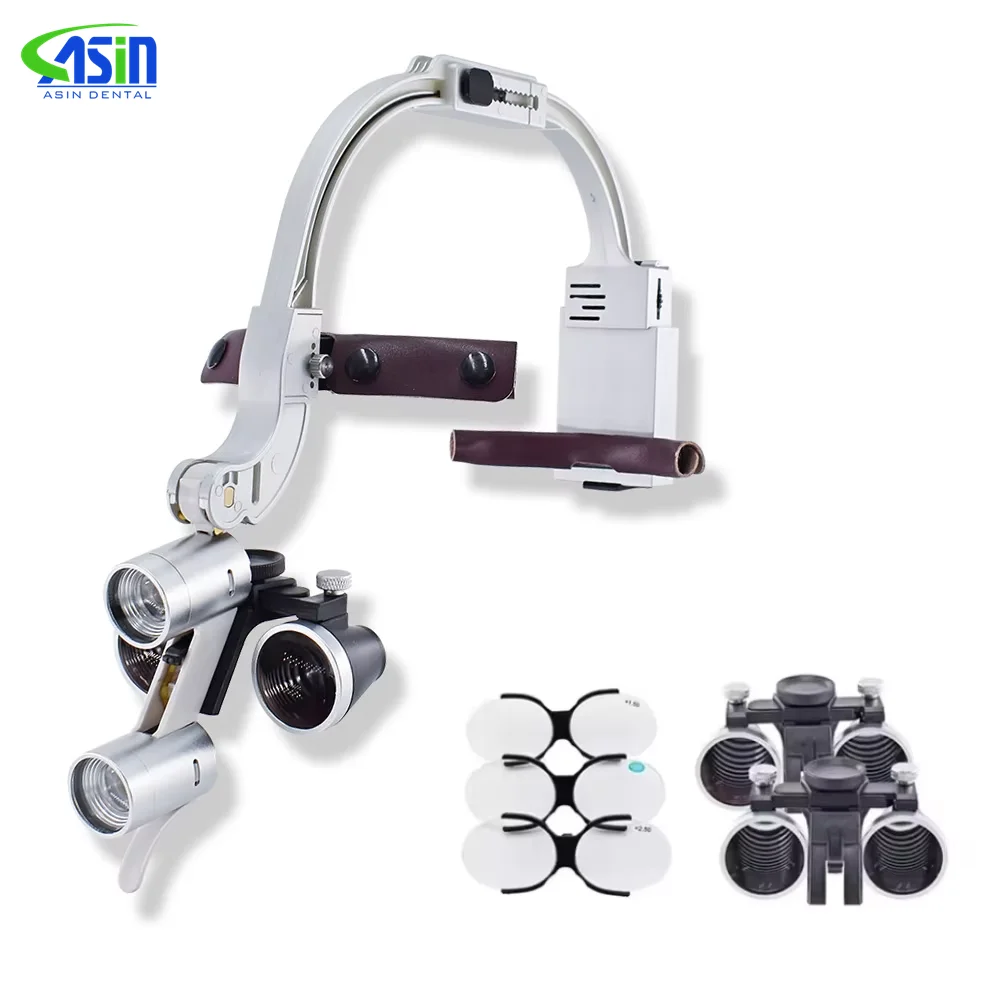 Komplettes Set Dr. Kim 5W LED Dental Scheinwerfer 2,5X 3,5X Licht Dental Chirurgische Luxus Lupen Dental Labor Ausrüstung Image