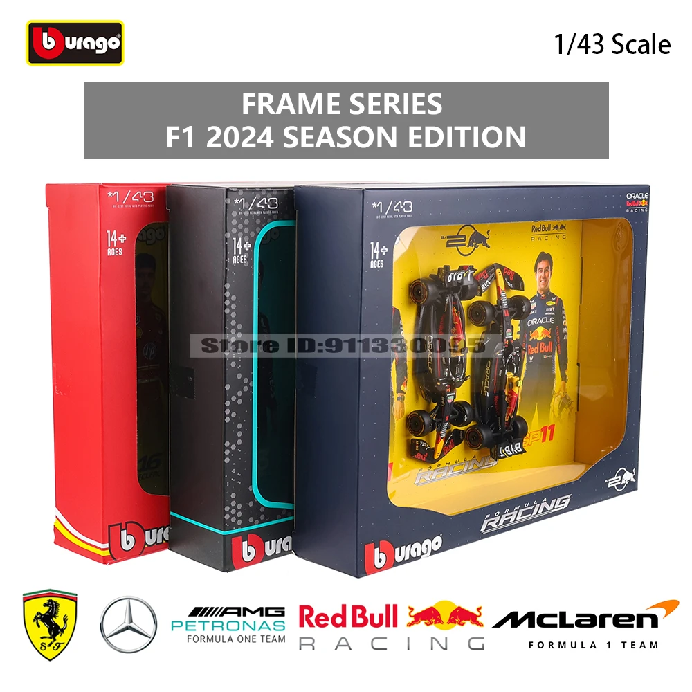 Bburago 1:43 Ferrari Mercedes Benz Red Bull SF25 RB20 W15 Geschenkbox Dual Car Legierung Luxusauto Druckguss-Automodell Spielzeug Image