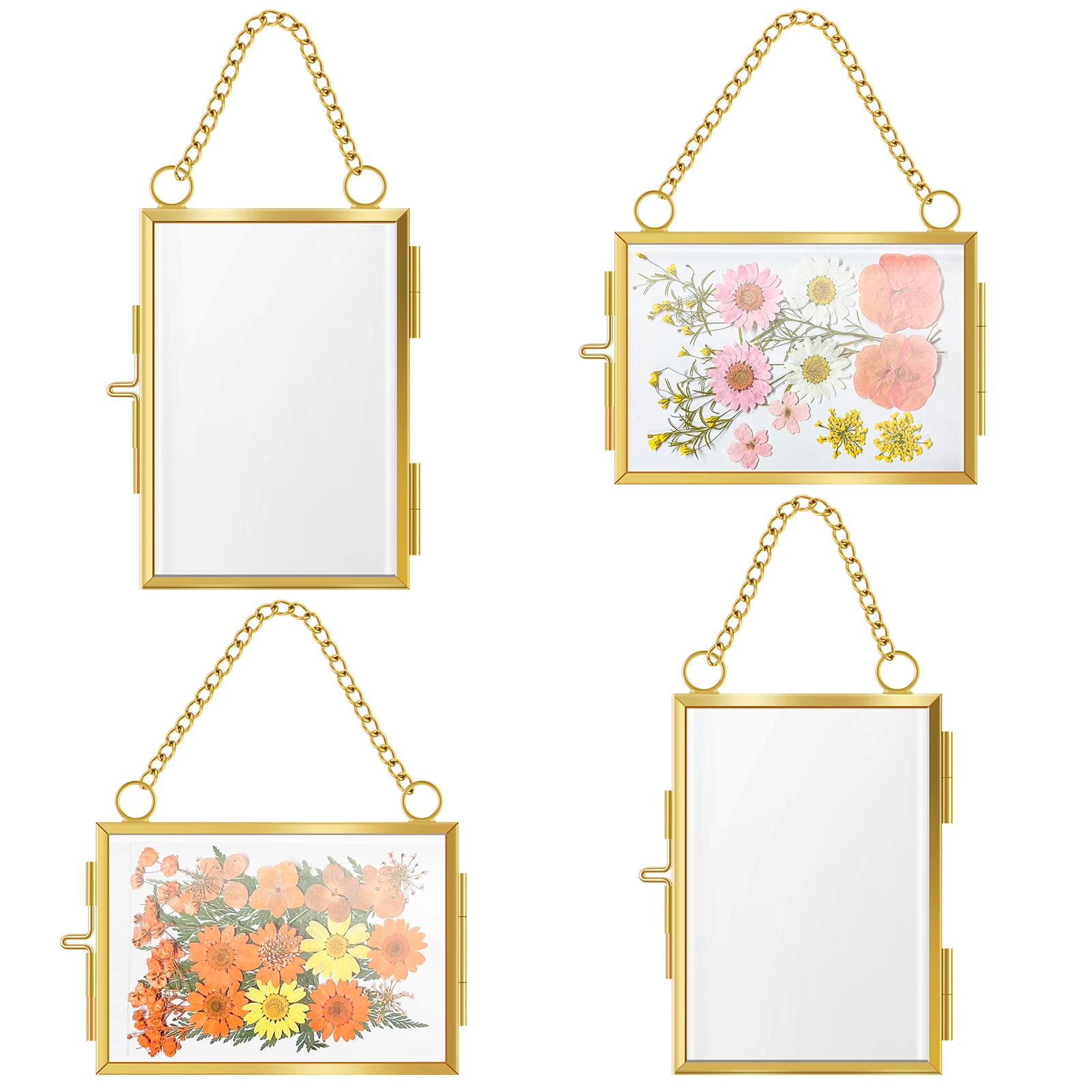 4 Stück Glasrahmen Bilderrahmen Doppelglasrahmen Schwimmender Fotorahmen Wanddekoration Gepresste Blumenrahmen Heimdekoration