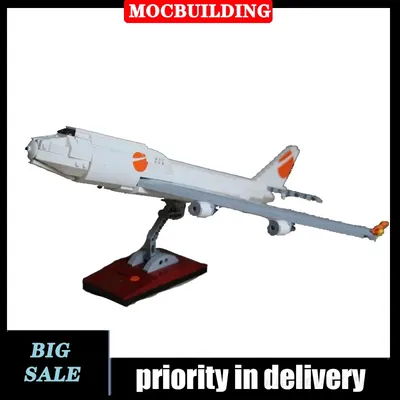 MOC Stadt Flugzeug Schreibtisch Modell Baustein Montage Fracht Transport Fahrzeug Flughafen Sammlung Image