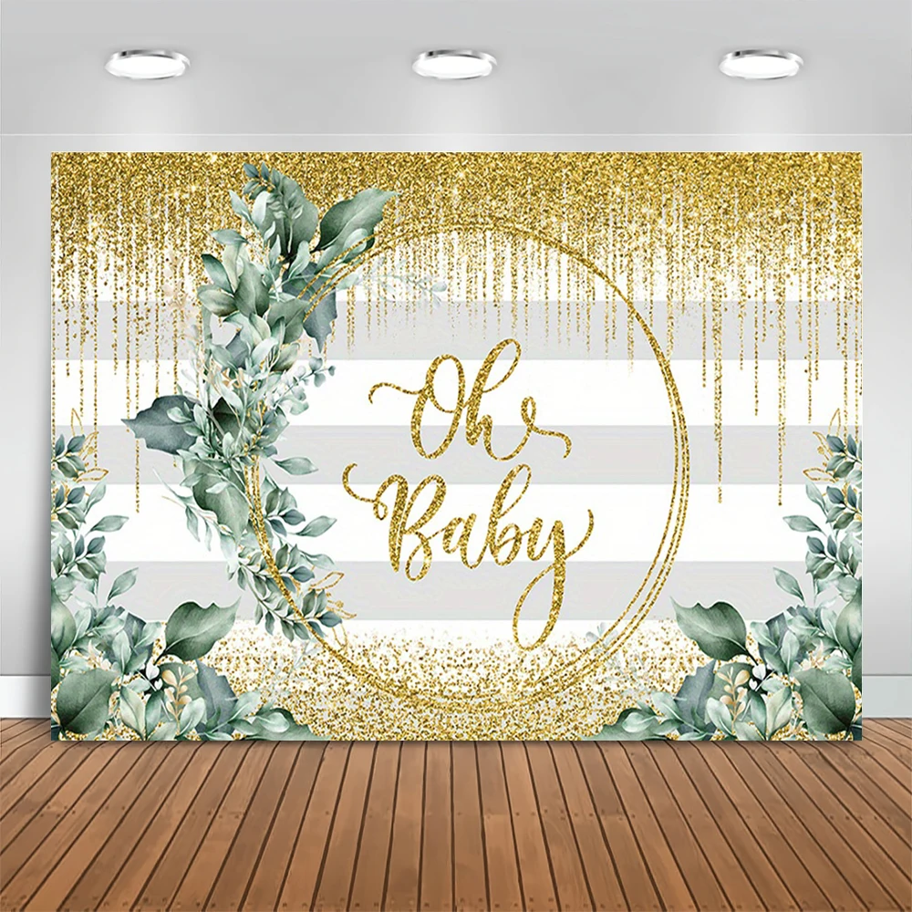 Oh Baby Safari grün Blätter Hintergrund Neugeborene Baby party Geburtstags feier Dekoration Fotografie Hintergrund Vinyl Poster Banner Image
