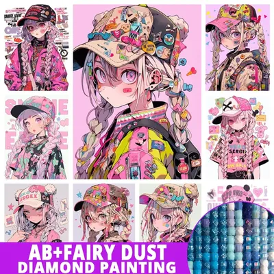 Fairy Dust AB Cartoon Girl 5D DIY Diamond Painting Mosaic Fantasy Art Embroidery Rhinestones Home