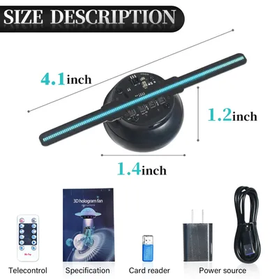 4.1in/10cm 3D hologram fan, 96 0603 LED beads holographic projector, HD flicker free screen with