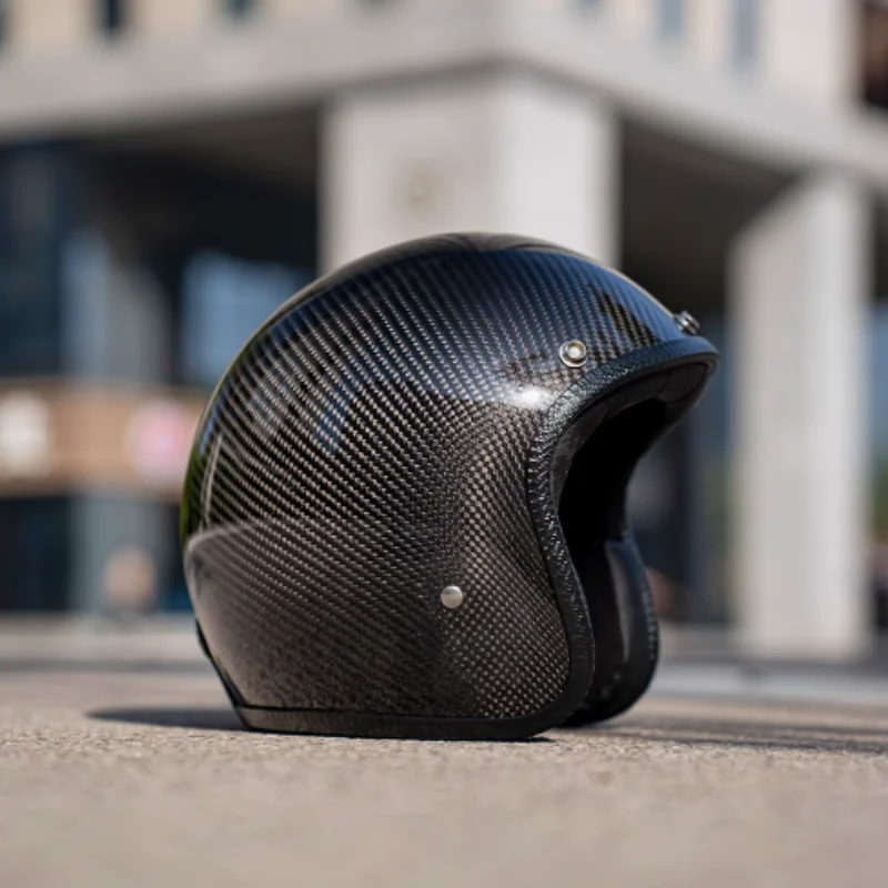 Casque de moto Vintage trois-quarts en Fiber de carbone, demi-casque à pédale, casque de moto de croisière, casque de voiture électrique DOT ECE