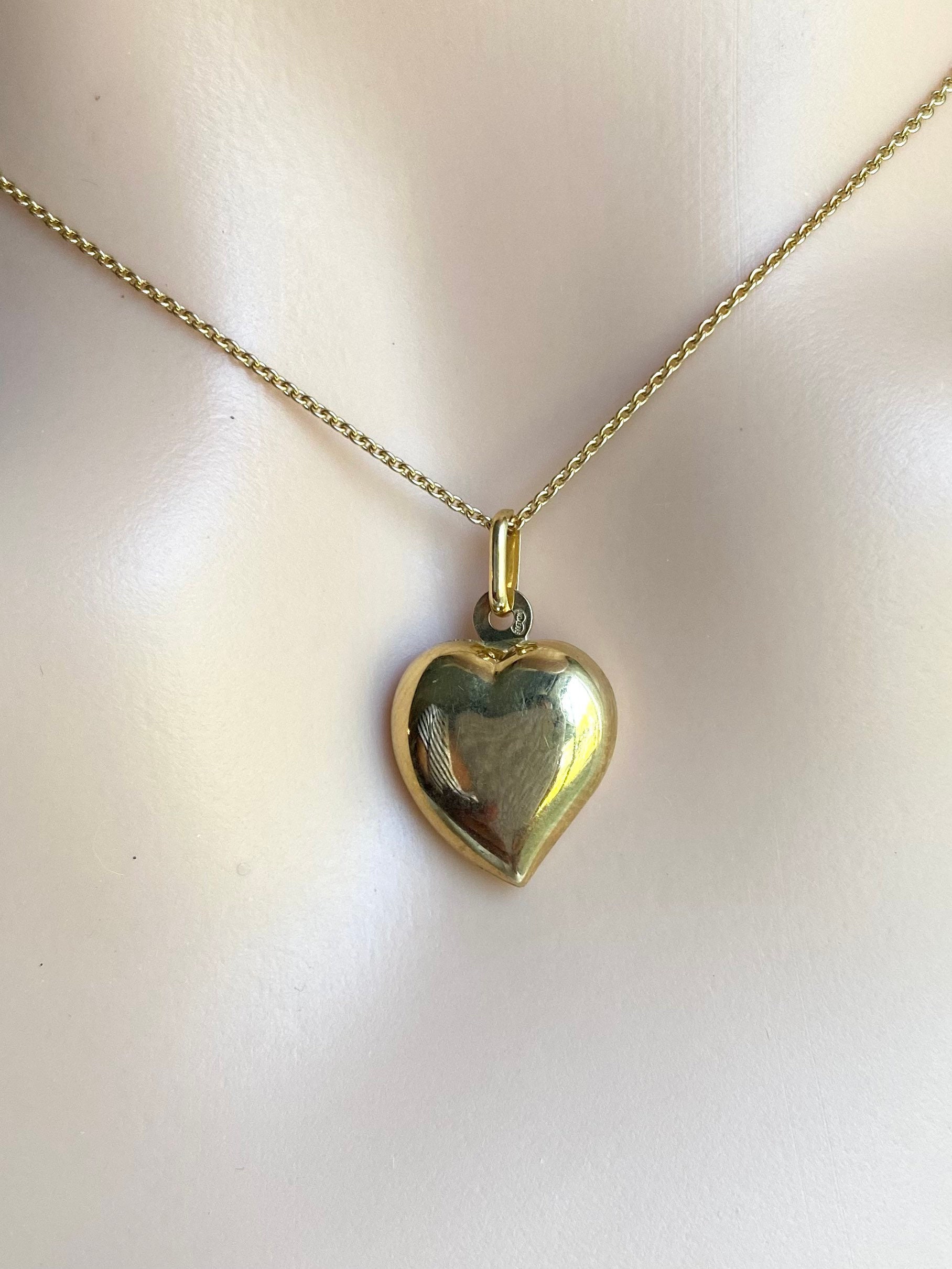 Ciondolo a forma di cuore in oro 10 carati, collana a forma di cuore, ciondolo a forma di cuore in oro, gioielli raffinati in oro, regalo per la mogli