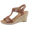 Keilsandalette GABOR "MILANO", Damen, Gr. 42, braun (cognac), Kalbsleder, unifarben, klassisch, Schuhe, Sommerschuh, Sandale, Keilabsatz, mit Bastbezug, Weite G