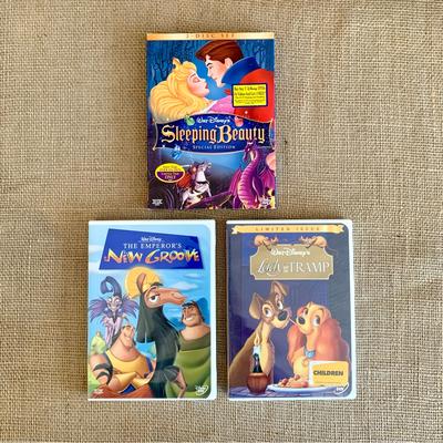 Disney Other | Disney Dvd Movies: Sleeping Beauty, The Emperor’s New Groove, Lady And The Tramp | Color: Black/Blue | Size: Dvd