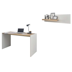 Furn.Design Büromöbel Set in weiß und Wotan Eiche mit Schreibtisch und Regal für Homeoffice Center Image