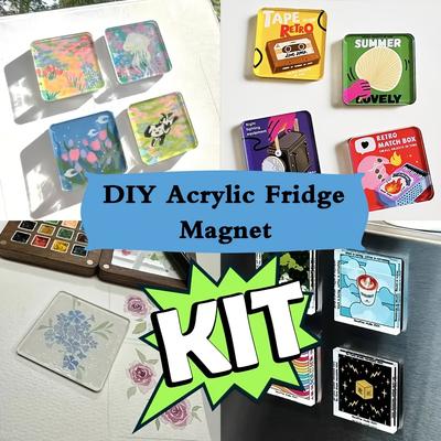 TEMU 49pcs/76pcs Diy Acrylic Refrigerator Magnet Kit - Create Custom Fridge Magnets, Photo Albums & Stickers - Perfect Valentine's Day Gif Image