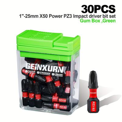 TEMU Geinxurn 30pc Power Impact Screwdriver Bit Set, S2 Steel Hex Head With No For Drills & Drivers - Case Included Image