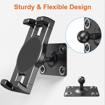 "TEMU 360° Adjustable Iron Tablet Wall Mount Holder - Fit For Ipad Pro/mini, Galaxy Tab, Surface Pro, & .7-13" Tablets And Phones - Sturdy Black With Secure Suction Cups, Tablet Holder Stand" Image