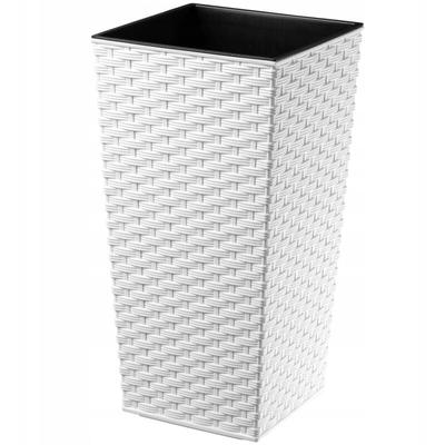 Rattan Blumentopf, Pflanzkübel mit Einlage, 30 cm, Weiß - Kadax Image