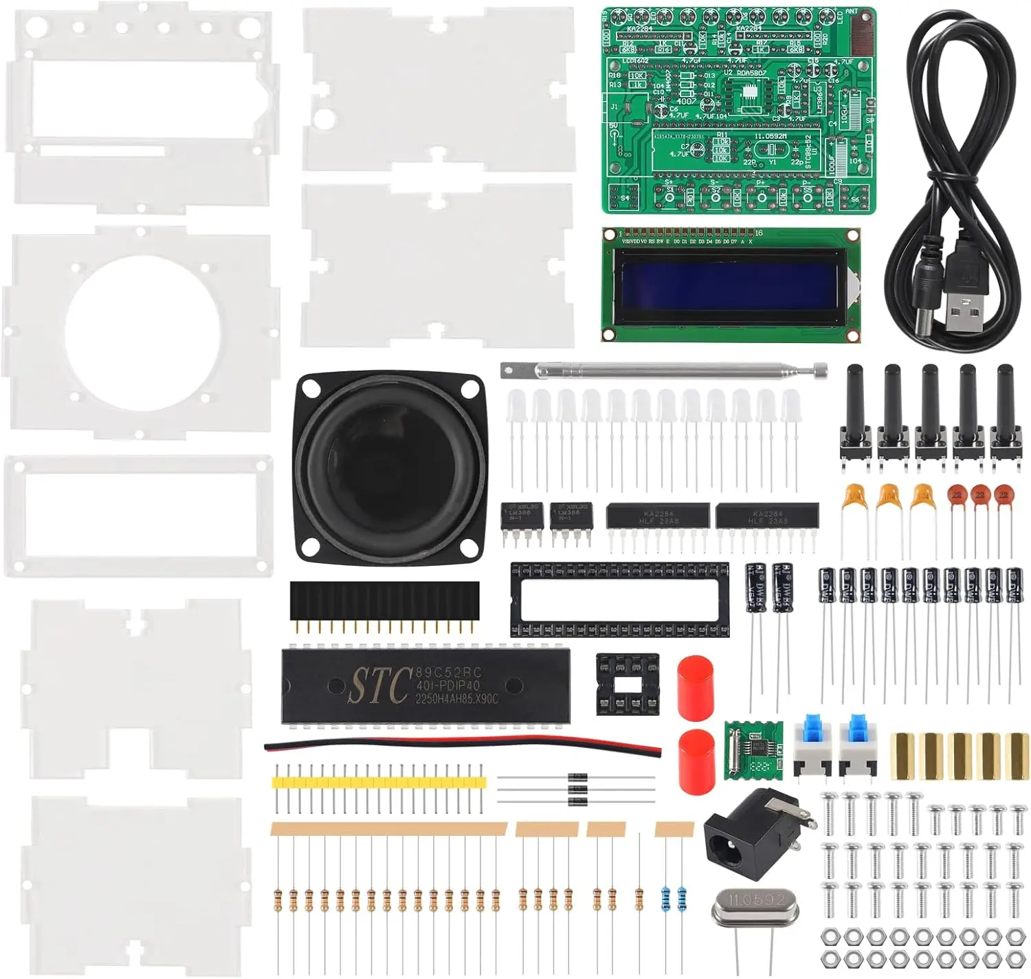 M Radio Receiver DIY Kit mit LED-Blinklichtern LCD1602 LCD-Display FM 87,0 MHz-108,0 MHz Radio Kit Digital zum Lernen Image