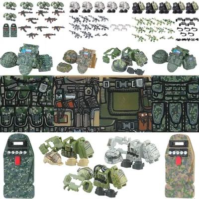 Stadtpolizei Russland Kommando Spezialeinheiten Figuren Bausteine Grüne Kampfuniform Schild Armee Image