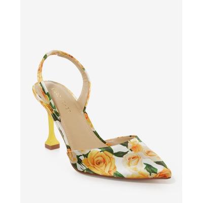 Boston Proper - Floral Printed Heel Yellow - 6.0