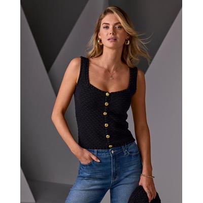 Boston Proper - Black - Button Detail Sweater Tank Top - 2XS