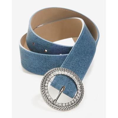 Boston Proper - Blue Denim - Denim Rhinestone Buckle Belt - XL