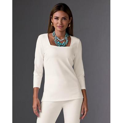 Boston Proper - Ivory Coast White - Beyond Travel Three Quarter Sleeve Top - 2XS