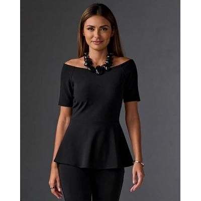 Boston Proper - Jet Black - Beyond Travel Off The Shoulder Peplum Top - XS