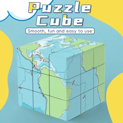Zauberwürfel 3x3x3 3D UV Flache Karte Farbmalerei Spaß Stressabbau Puzzle Professionelles Smooth Speed Game Kinderspielzeug Geschenke Image