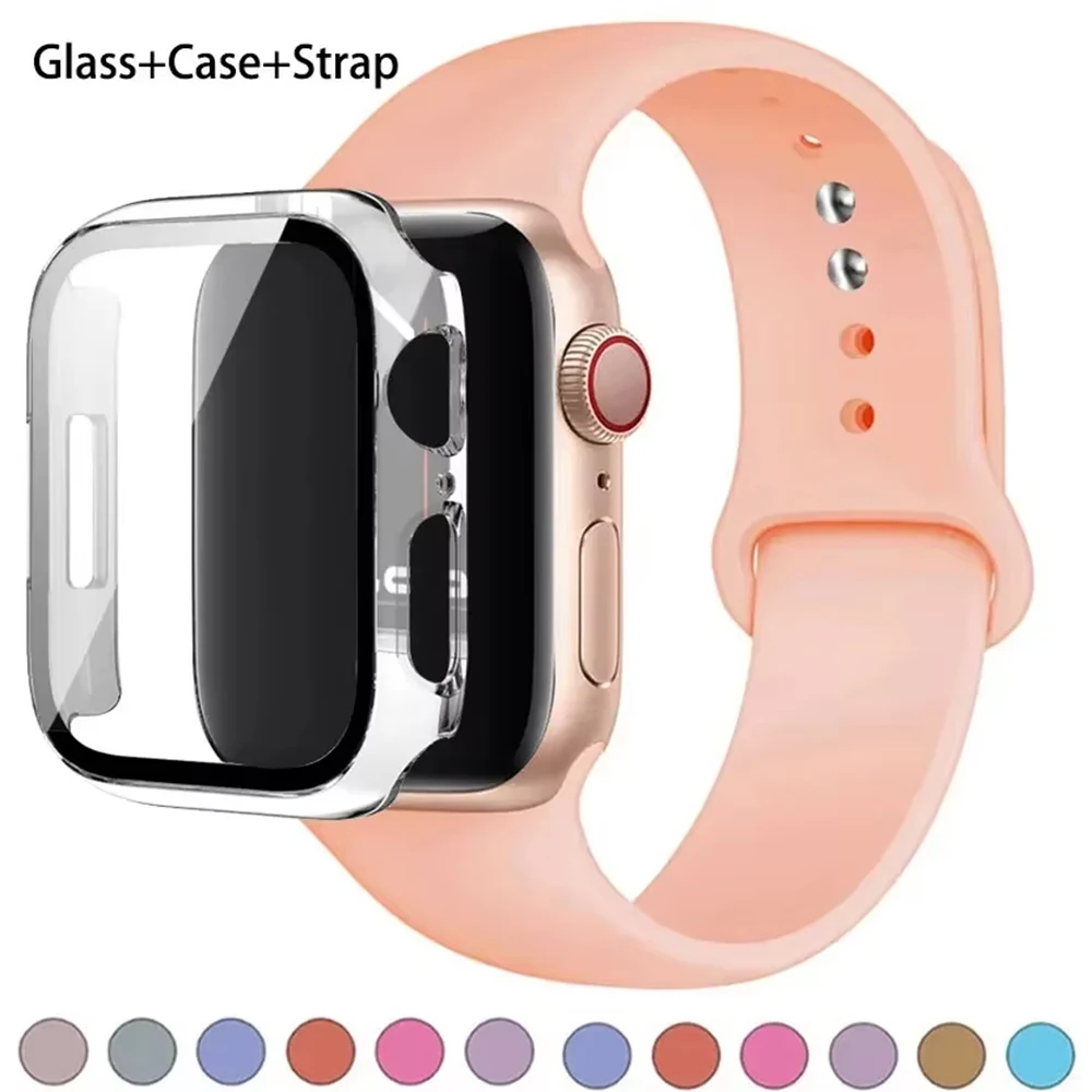 Glas + Gehäuse + Armband für Apple Watch Armband 49 mm 44 mm 45 mm 40 mm 41 mm 42 mm 38 mm Armband Iwatch Serie 9 8 7 6 5 4 3SE Ultra 2 Correa Image