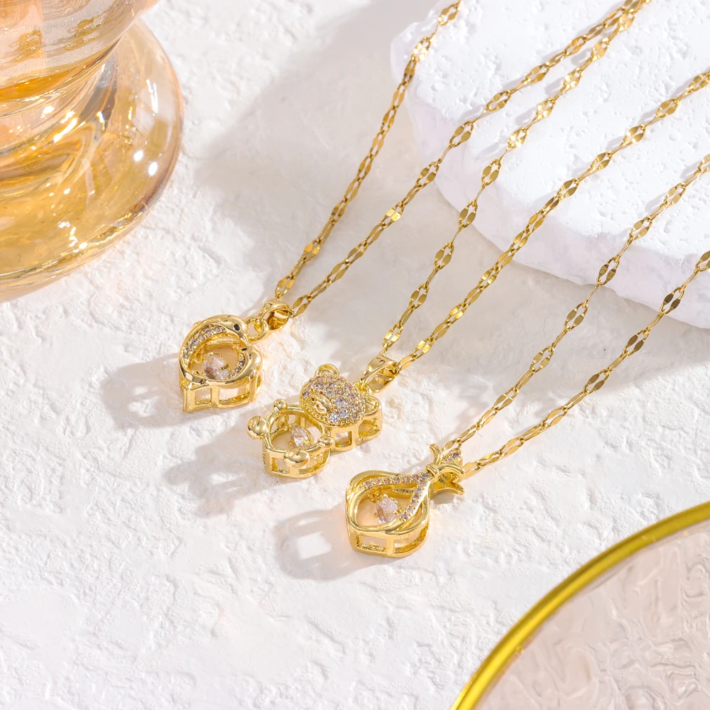 Süße Sexy Schlagen Herz Serie Anhänger Halsketten Für Frauen Licht Luxus Weibliche Edelstahl Schlüsselbein Kette Schmuck Mädchen Geschenk Image