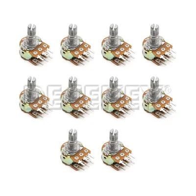 10PCS WH148 Potentiometer 6Pin 15mm Welle mit Muttern und Unterlegscheiben Linear Potentiometer B1K Image