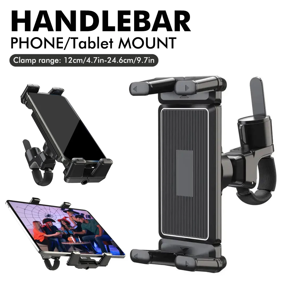 Lenkertelefon/Tablet-Halterung, 360-Grad-Drehung, geeignet für 5-15-Zoll-Tablet/iPad/faltbare Bildschirmtelefone Image