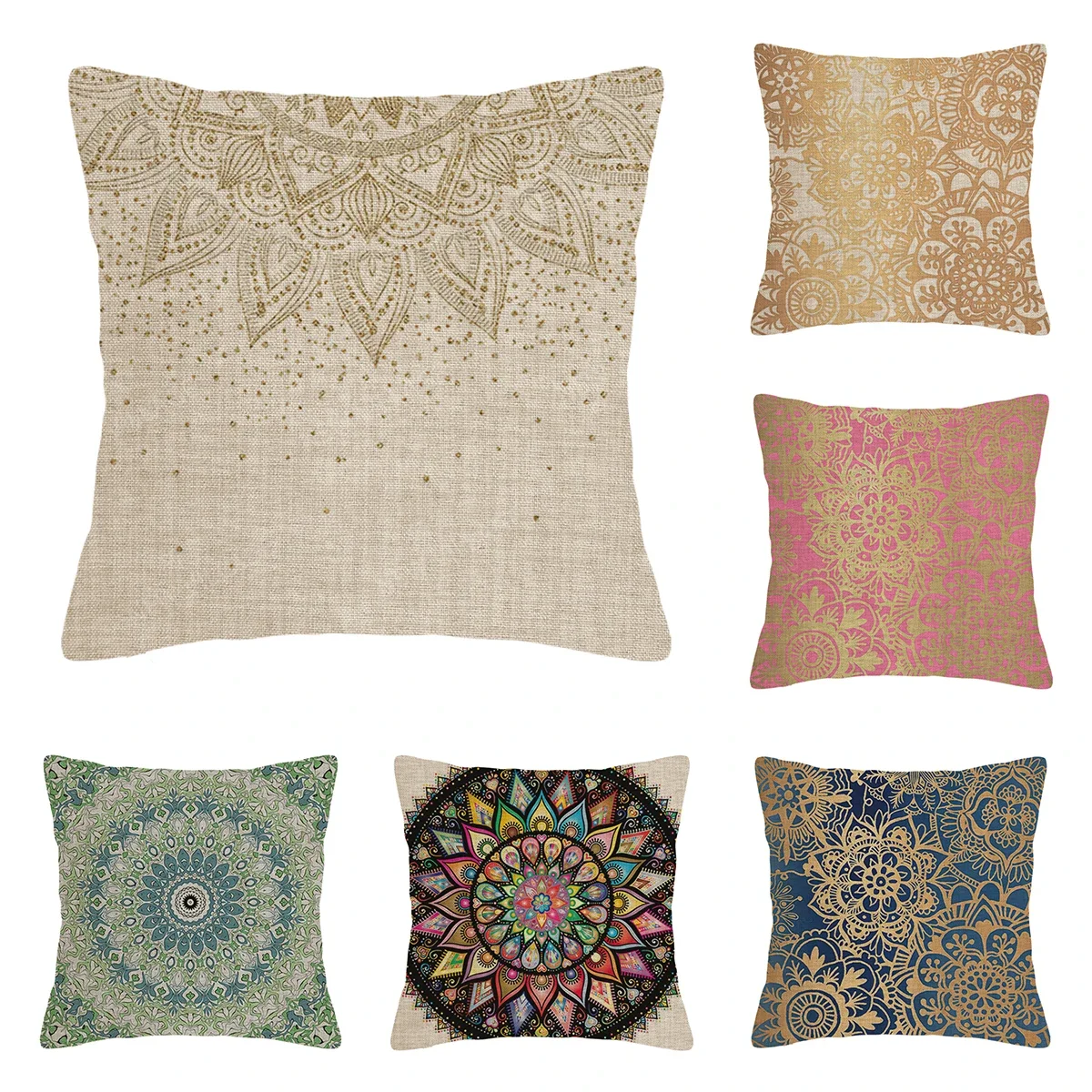 Dekoratives Kissen für Zuhause, Wohnzimmer, Dekoration, Überwurf-Kissenbezug, Kissenbezug 45 x 45 40 x 40 cm, 60 x 60 cm, 45 x 45 cm, 50 x 50 cm, Mandala-Boho