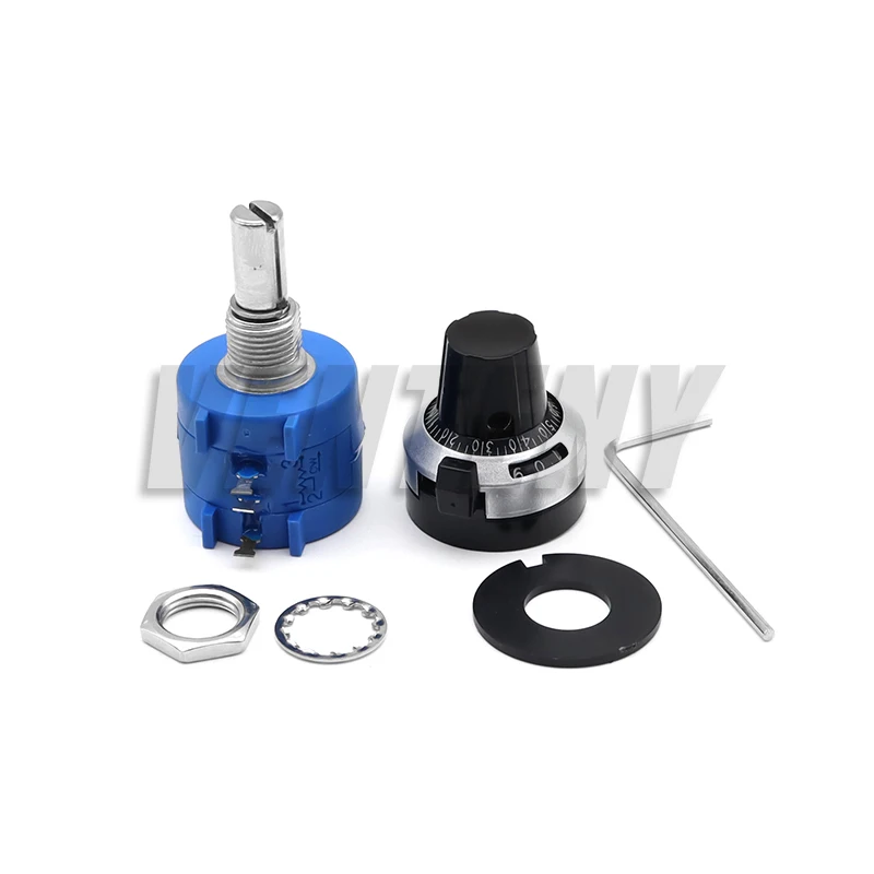 1Set 3590S Präzision Multiturn 100K (1PCS Potentiometer 10 Ring Einstellbaren Widerstand + 1PCS Dreht Zählen zifferblatt Dreh 6,35mm Knopf) Image
