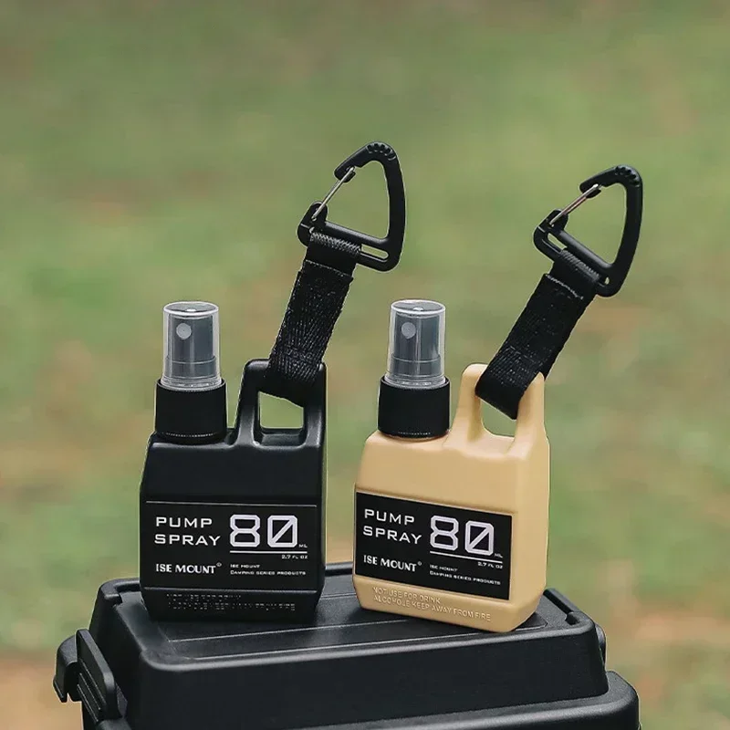 80 ml tragbare nachfüllbare Pump-Sprühflasche mit Schnalle für Alkohol, Parfüm, Kosmetik, Outdoor, Camping, Wandern, Reisen, Schwarz Image
